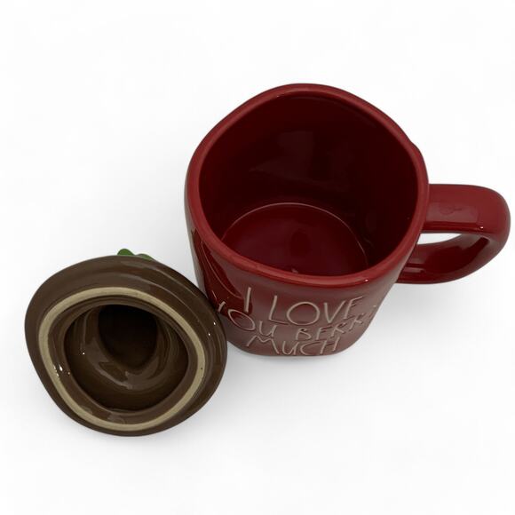 RAE DUNN "I LOVE YOU BERRY MUCH" Lidded Mug Chocolate Strawberry Valentines Day - Picture 6 of 9